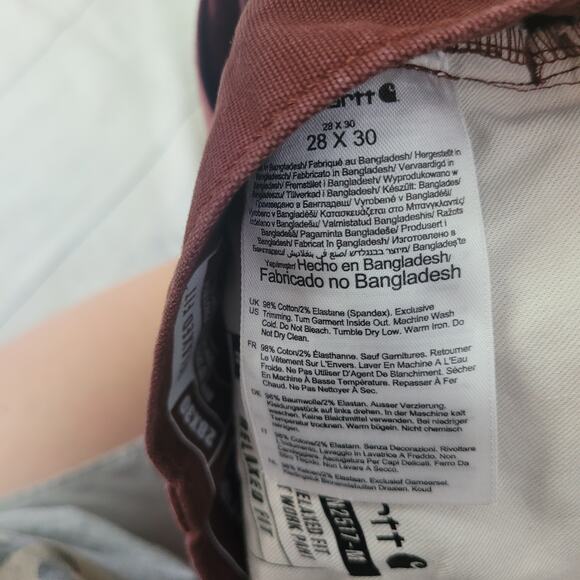 Carhartt Size 28x30 Rugged Flex Canvas Work Pants Dark Maroon Utility - Picture 8 of 9